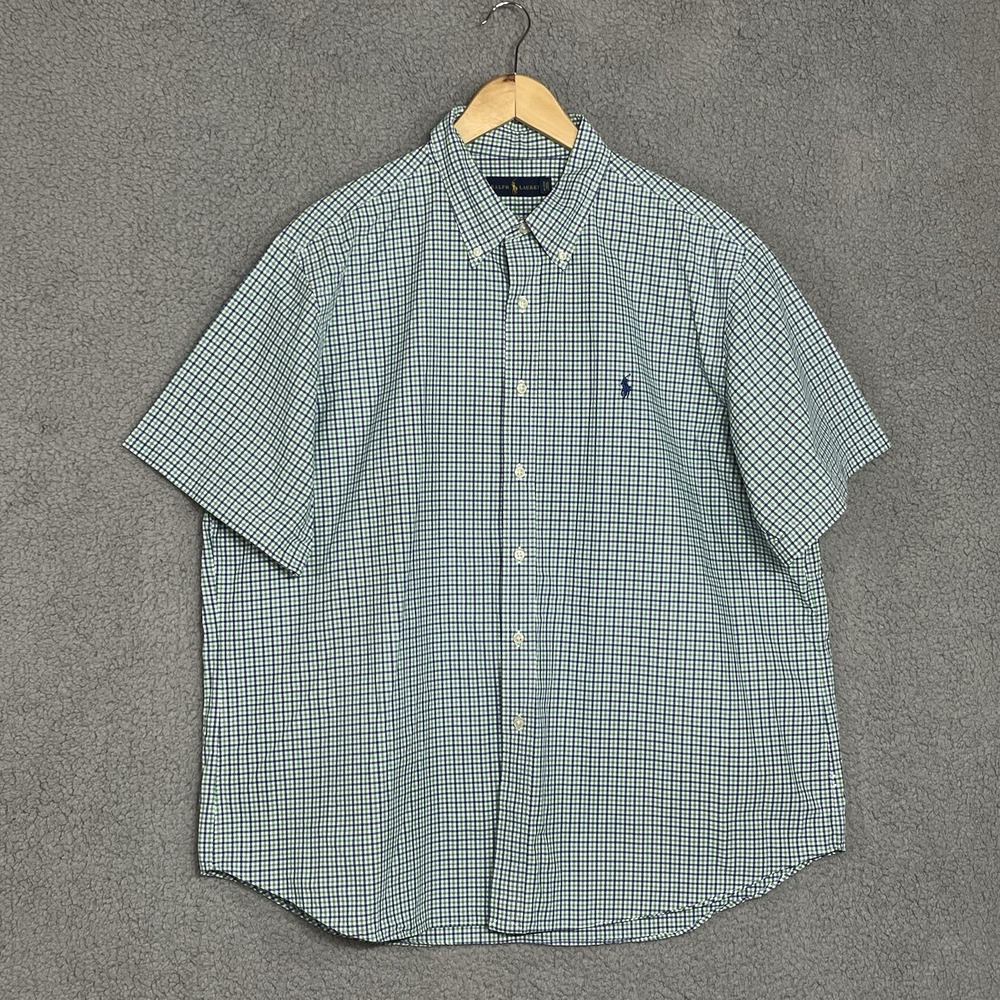 Polo Ralph Lauren Plaid Shirt Men's 2XL Classic Fit Short Sleeves Stretch Cotton